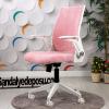 Alis Beyaz Plastik Ayaklı Hareketli Kollu Çalışma Koltuğu Ve Ofis Koltuğu ( Pembe Welsoft Kumaş)