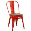 Tolix kolsuz metal sandalye kırmızıTolix sandalye ahşap oturaklı parke desen kırmızı