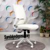 Alis Beyaz Plastik Ayaklı Hareketli Kollu Çalışma Koltuğu Ve Ofis Koltuğu (Beyaz Welsoft Kumaş)