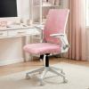 Alis Beyaz Plastik Ayaklı Hareketli Kollu Çalışma Koltuğu Ve Ofis Koltuğu ( Pembe Welsoft Kumaş)