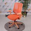 Tokyo Turuncu Plastik Ayaklı Çalışma Ve Ofis Koltuğu (Turuncu Fileli Sırt – Keten Kumaş Oturak)