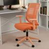 Tokyo Turuncu Plastik Ayaklı Çalışma Ve Ofis Koltuğu (Turuncu Fileli Sırt – Keten Kumaş Oturak)