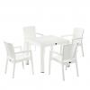 Nazia camlı masa sandalye takımı beyaz 90x90