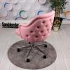 Rose Kapitoneli Çalışma Koltuğu ( Pembe Lakos Kumaş , Krom Ayaklı )