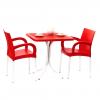 70x70 Plastik Masa kırmızı Sandalye 2+1