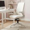Alis Beyaz Plastik Ayaklı Hareketli Kollu Çalışma Koltuğu Ve Ofis Koltuğu (Beyaz Welsoft Kumaş)