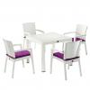 Nazia camlı minderli masa sandalye takımı beyaz 90x90