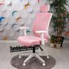 Tokyo Beyaz Ayaklı Sabit Kollu Çalışma ve Müdür Koltuğu (Pembe Welsoft Kumaş )