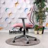 Tokyo Gri Plastik Ayaklı Çalışma Koltuğu (Pembe Lakos Kumaş)