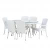Orlin-Kasilya Rattan Masa Sandalye Takım Beyaz
