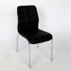 Krom ayaklı deri döşemeli metal sandalye Siyah