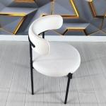Hiba Metal Ayaklı Sandalye (Beyaz Bukle Kumaş)