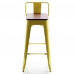 Sırtlı Tolix Bar Sandalyesi Sarı Ahşap 77 cm
