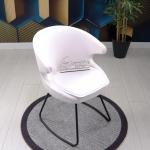 Rivera Boyalı Transmisyon Ayaklı Metal Sandalye (Beyaz Deri)