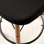 Gabriel Natural Ahşap Ayaklı Bar Sandalyesi (Siyah Keten)