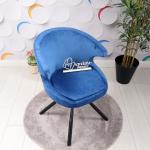 Rivera Silindir Siyah Metal Ayaklı Sandalye (Mavi Kumaş)