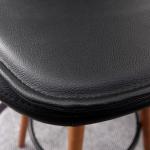 Simge Ceviz Ahşap Ayaklı Bar Sandalyesi (Siyah Deri)