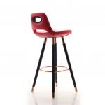 Bolder Bakır Renk Kaplama Bar Sandalyesi Kırmızı ( Deri )