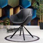 Focus Silindir Siyah Metal Ayaklı Sandalye (Siyah Deri)