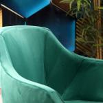 Focus Silindir Krom Metal Ayaklı Sandalye (Yeşil Kumaş)
