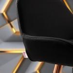 Doğu Bakır Renk Kaplama Bar Sandalyesi (Siyah Keten)