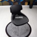 Simge Krom Transmisyon Ayaklı Sandalye (Siyah Deri)