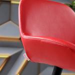 Doğu Gold Renk Kaplama Bar Sandalyesi (Kırmızı Deri)