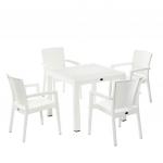 Nazia Camlı Masa Sandalye Takımı Beyaz 90x90