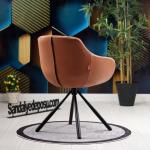 Focus Silindir Siyah Metal Ayaklı Sandalye (Kahve Nubuk)