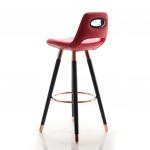 Bolder Bakır Renk Kaplama Bar Sandalyesi Kırmızı ( Deri )