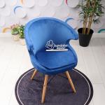 Rivera Natural Ahşap Ayaklı Sandalye (Mavi Kumaş)