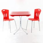 70x70 Plastik Masa Sandalye Kırmızı 2+1