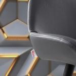 Doğu Gold Renk Kaplama Bar Sandalyesi (Koyu Gri Deri)