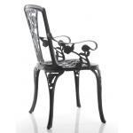 Gül Dekorlu Kollu sandalye Siyah