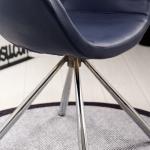 Focus Silindir Krom Metal Ayaklı Sandalye (Lacivert Deri)