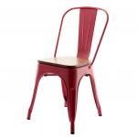 Tolix Ahşap Oturaklı Sandalye Kırmızı