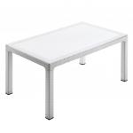 90x150 Rattan Desenli Camlı PP Plastik Masa Beyaz