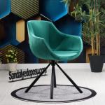 Focus Silindir Siyah Metal Ayaklı Sandalye (Yeşil Kumaş)