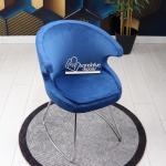 Rivera Krom Transmisyon Ayaklı Metal Sandalye (Mavi Kumaş)