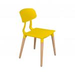 Modern Sarı Ahşap Ayaklı Sandalye