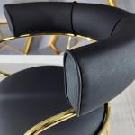 Rosin Metal Sandalye Gold Kaplama (Siyah Deri)