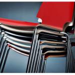 Lamine krom ayaklı metal sandalye kırmızı