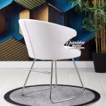 Rivera Krom Transmisyon Ayaklı Metal Sandalye (Beyaz Deri)