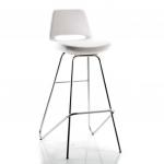 Rasko Eyfel krom ayaklı bar sandalyesi  (Deri Beyaz)