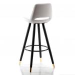 Rasko pirinç uçlu siyah ahşap ayaklı Bar Sandalyesi (Deri Beyaz)
