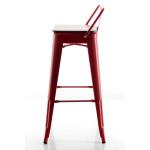 Sırtlı Tolix Bar Sandalyesi Kırmızı Ahşap 77 cm
