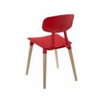 Modern Kırmızı Ahşap Ayaklı Sandalye