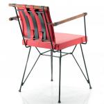 Bergama Metal Sandalye Kırmızı Deri