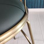 Rosin Metal Bar Sandalyesi (Koyu Yeşil Deri)