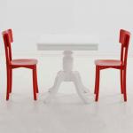 Thonet Sandalye Masa Takımı İkili Kırmızı Beyaz